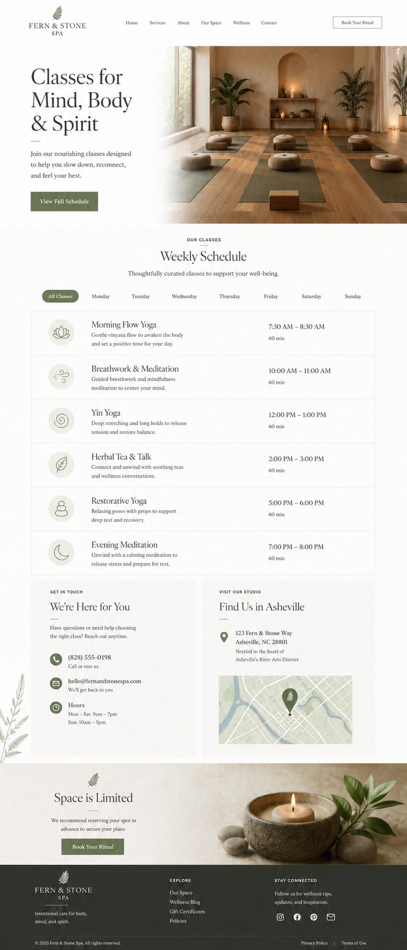 Classes design mockup